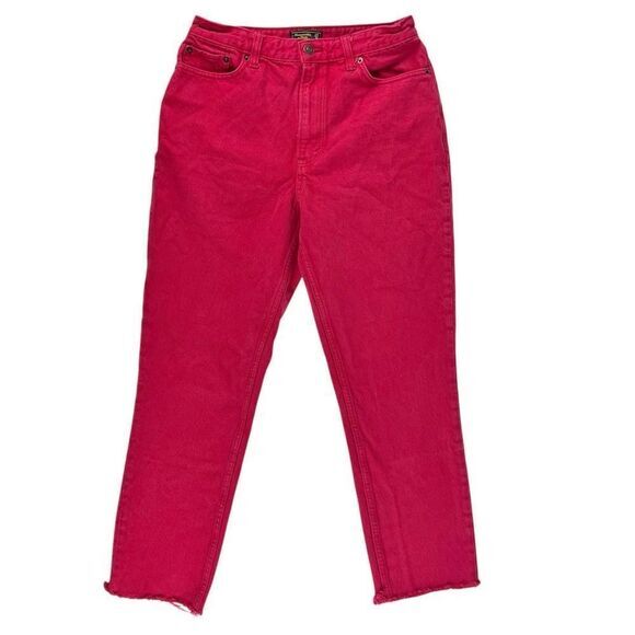 Abercrombie & Fitch Denim - Abercrombie Red A&F Mom Jeans Relaxed‎ Tapered Leg Size 4 Short